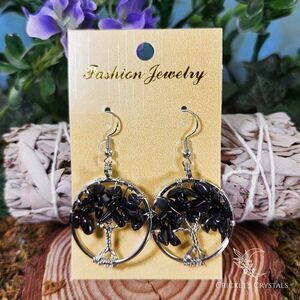 Obsidian Tree of Life Earrings #10